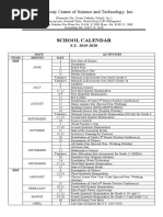 School Calendar: St. Anthony Center of Science and Technology, Inc