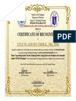 Certificate of Recognition: Xyle Fe Adiong-Verbal, PHD, RPM