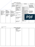 Nursing Care Plans: Assessment Nursing Diagnosis Planning Implementation Rationale Evaluation