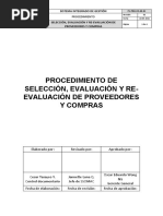 P1-PRO-CO-GE-01 Selección, Evaluación y Reevaluación de Proveedores y Compras