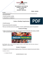 Blueprint Unit Test-Ii Subject: English Class Iii SESSION: 2020-2021 NAME: - Time: 1 Hour DATE