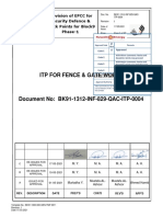 Itp For Fence & Gate Works: Provision of EPCC For Security Defence & Check Points For Block9 Phase-1