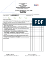 Ayugan Elementary School: Classroom Observation Tool - Rpms For Teacher I-III Rating Sheet