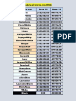 Tabela de Cores em HTML