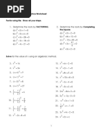 Day 4 - Solving For Roots Worksheet