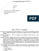 Why Anova - Assumptions Used in ANOVA - Various Forms of ANOVA - Simple ANOVA Tables - Interpretation of Values in The Table - R Commands For ANOVA - Exercises