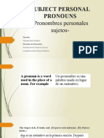 SUBJECT PERSONAL PRONOUNS Exposicion Ingles