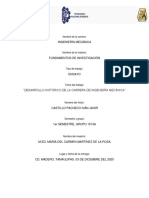 Ensayo Desarrollo Histórico de La Carrera de Ingeniería Mecánica