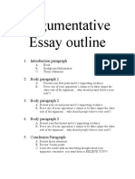 Argumentative Essay Outline: 1. Introduction Paragraph