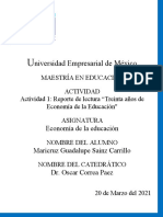 Act.1Reporte de Lectura Treinta Años de Economía de La Educación