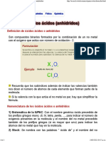 Formulación y Nomenclatura de Los Óxidos Ácidos o Anhídridos