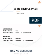 To Be Verb in Simple Past:: Was - Were