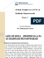 Seerat of Holy Prophet (S.A.W.W) at Madinah Munawwarah: Week 5