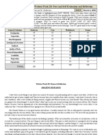 Performance Task 2 and Written Work 2B: Peer and Self Evaluation and Reflection