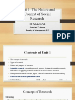 Unit 1: The Nature and Context of Social Research: DD Pathak, M.Phil. Assistant Professor Faculty of Management, T.U