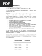 Tarea #4 - Modelos Estocásticos de Inventarios III - IV