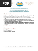 Licence D'Etudes Fondamentales Droit Privé Section Française (DPF) (Sous Réserve D'accréditation Définitive)