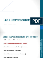 Unit-1 Electromagnetic Theory: Phy109 - Engineering Physics