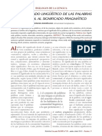 El Significado Lingüístico de Las Palabras en Español Al Significado Pragmático