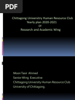 Chittagong Universitry Human Resource Club Yearly Plan 2020-2021 Research and Academic Wing