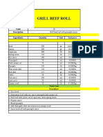 Grill Beef Roll: Yield Description Ingredients Quantity Unit Unit Price