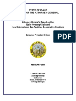 Idaho Attorney General - Report On The Housing Crisis and How Stakeholders Can Facilitate Cooperative Solutions