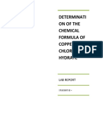 Determinati On of The Chemical Formula of Copper Chloride Hydrate