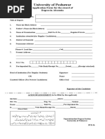 University of Peshawar: Application Form For The Award of Degree in Absentia