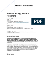 Molecular Biology, Master's Programme - University of Gothenburg