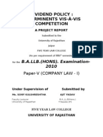 Dividend Policy: Determinents Vis-À-Vis Competetion: B.A.LLB. (HONS) - Examination-2010