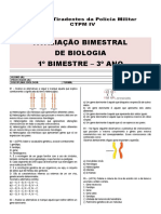 Avaliação Bimestral Biologia - 3º Ano - 1º Bim (Modelo Escola)