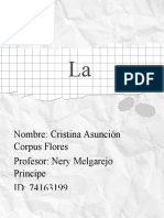 La Argumentación: Nombre: Cristina Asunción Corpus Flores Profesor: Nery Melgarejo Príncipe ID: 74163199