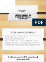 Topic 1 - Introduction To Organizational Behavior