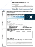 21st CENTURY LIT ANSWER SHEET Q3 Week 1-2