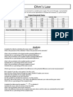 Ohms Law Data Analysis Sheet