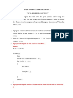 It 103-Computer Programming 2 Topic: Looping Construct: A Program That Prints All Even Numbers From 50 To 1. Answer