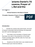 Textual Variants Daniel's 70 Weeks, Susanna, Prayer of Hananiah, Bel and The Dragon