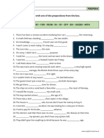 B1 Prepositions PREP004: Complete The Sentences With One of The Prepositions From The Box