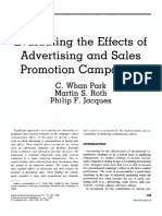 Evaluating The Effects of Advertising and Sales Promotion Campaigns