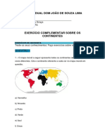 Exercícios Sobre Os Continentes - 8 Anp