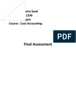 Final Assessment: NAME: Sumama Syed Reg No.: 1811339 Class: BBA Open Course: Cost Accounting