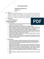 Job Description Sample A) Job Description - Manager-Human Resources