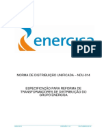 NDU 014 Especificação para Reforma de Transformadores de Distribuição Do Grupo Energisa