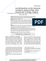 Effect of Benson Relaxation On The Intensity of Spinal Anesthesia-Induced Pain After Elective General and Urologic Surgery