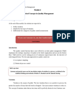 Module 6 STATISTICAL CONCEPTS OF QUALITY MANAGEMENT