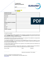 Participation in EURAMET Comparison Participation Form To Be Signed by Participants