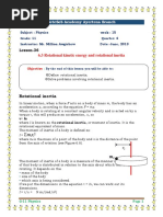 6.3 Rotational Kinetic Energy and Rotational Inertia: Lesson-36