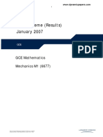 Mark Scheme (Results) January 2007: GCE Mathematics Mechanics M1 (6677)