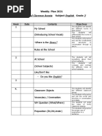 Weekly Plan 2021 Teacher Mr. Paul Clarence Acosta Subject English Grade 3