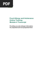 Food Allergy and Intolerance Online Training Module 4 Transcript